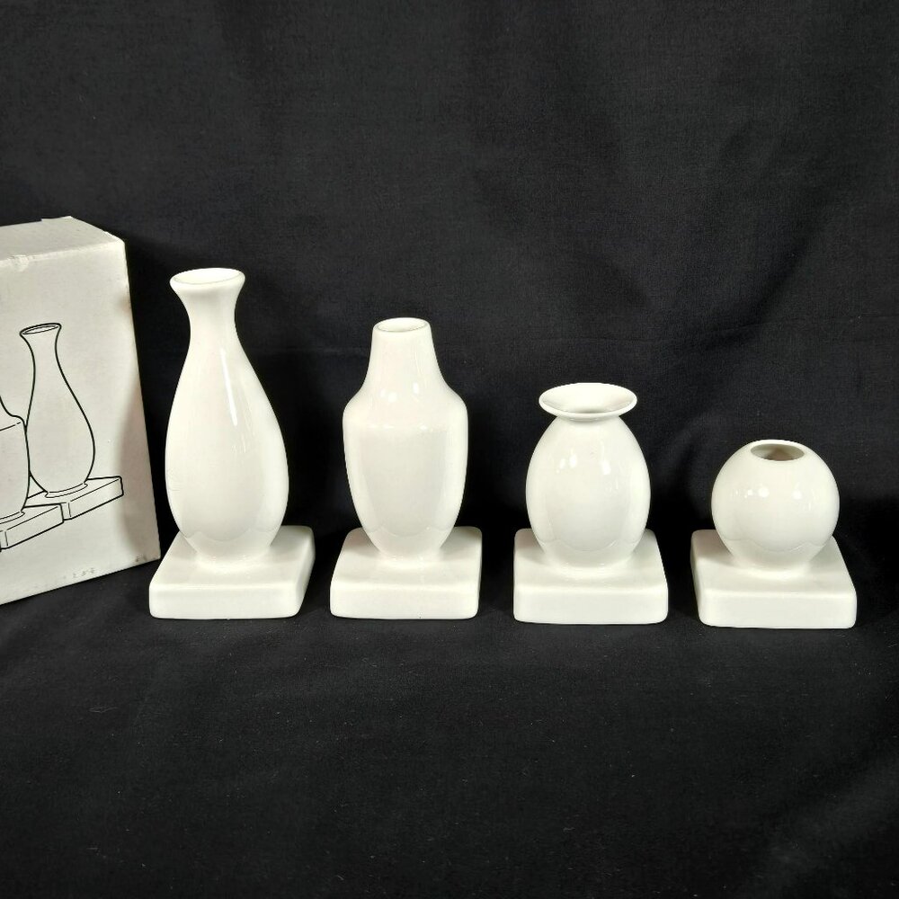 IKEA KRINGGA Modernist Ceramic Vases Set of 4 White New Boxed Pottery Sculptural